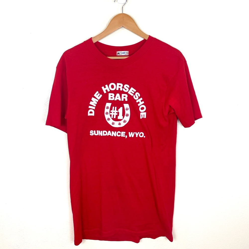 70s promotional Dime horseshoe bar wyoming tee